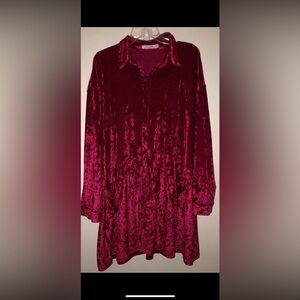 Red crushed velvet dress/tunic/jacket ladies size large gorgeous